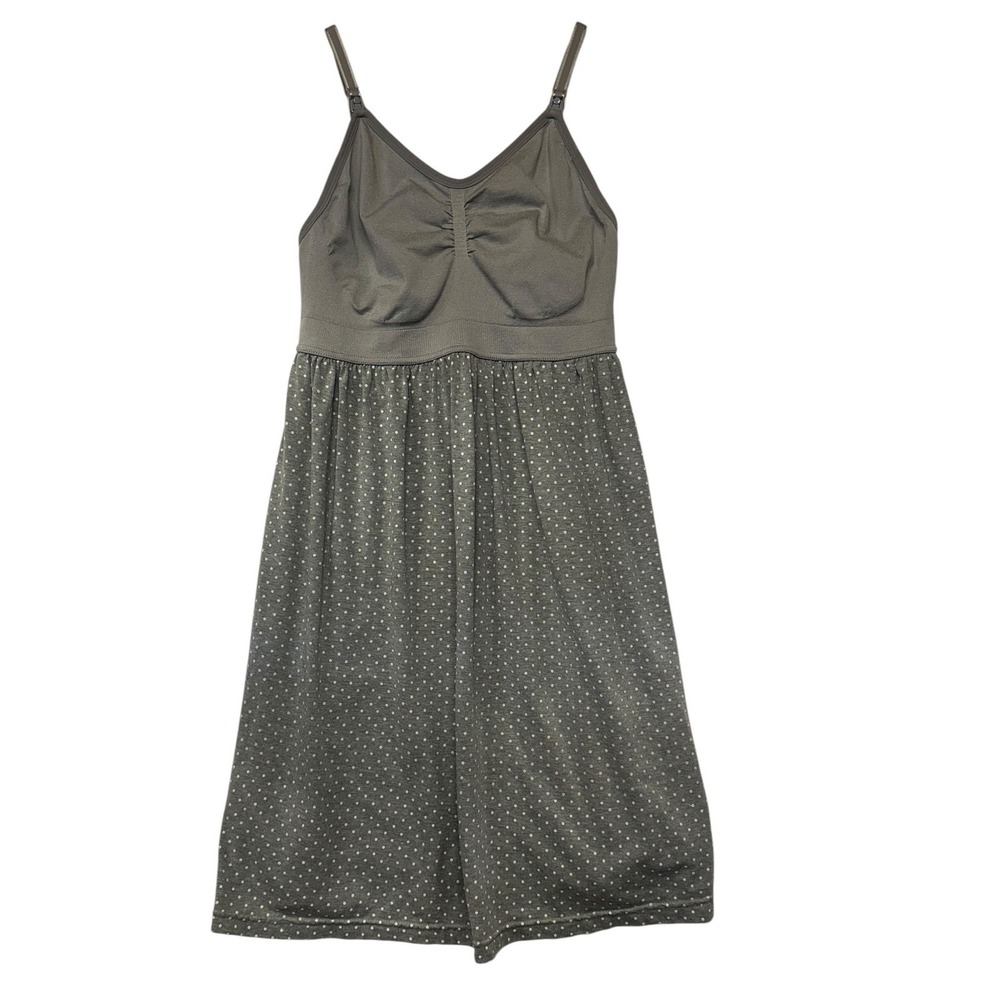 Motherhood Maternity Gray Polka Dot‎ Nursing Chemise Nightgown Size Large L